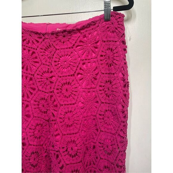 H&M straight leg crocheted hot pink pants size L - Picture 12 of 16